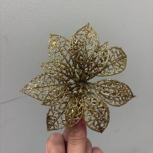 Gold Glitter Decorative Flower - Clip on set of 1